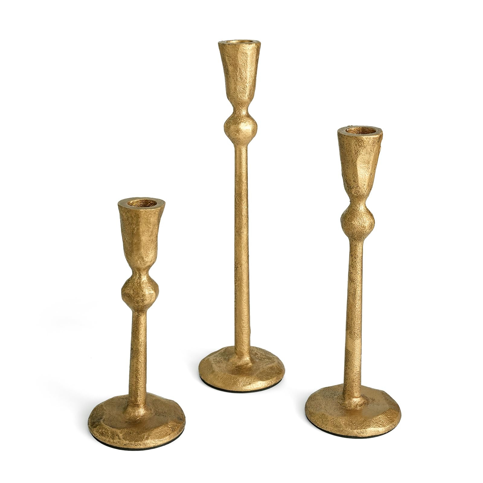 Antique Brass Taper Candle Holders Set of 3, Elegant Rustic Heavy Cast Iron Candlestick Holder, 3... | Amazon (US)