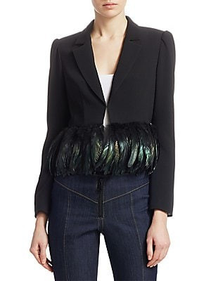 Cinq à Sept Women's Helen Feather-Hem Blazer - Black - Size 00 | Saks Fifth Avenue