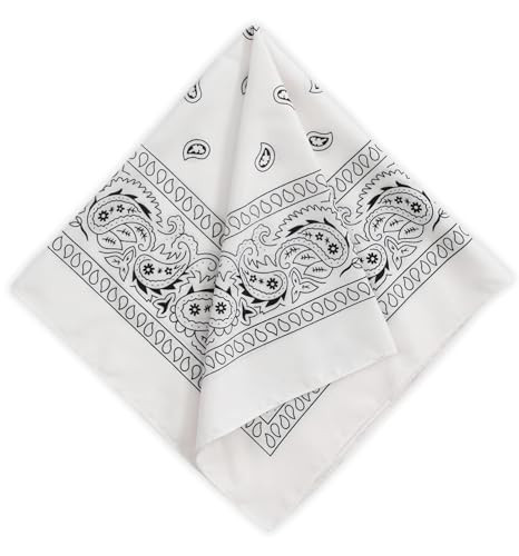 Tough Headwear Large Bandana Headband - Handkerchief Bandanas for Men & Women - Cowboy Scarf & Durag Pack - White Cotton. | Amazon (US)