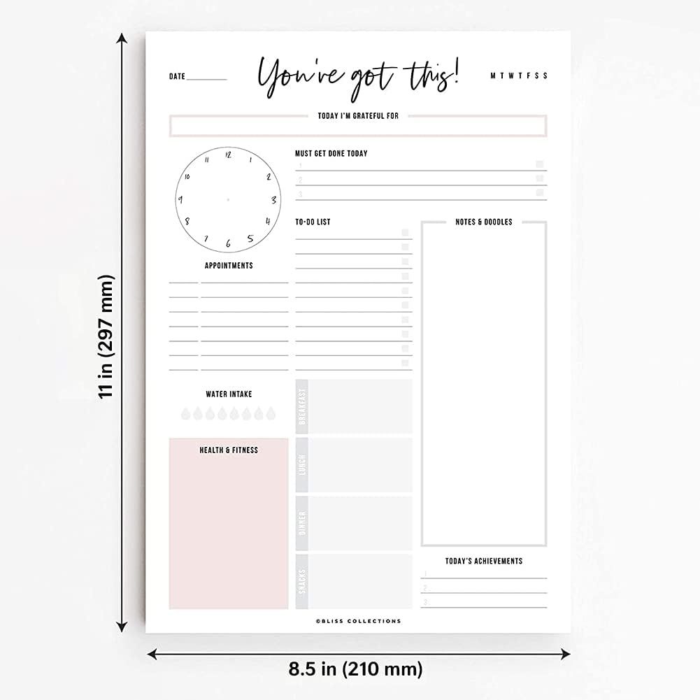 Bliss Collections Daily Planner, You've Got This, Undated Tear-Off Sheets Notepad Includes Calend... | Amazon (US)