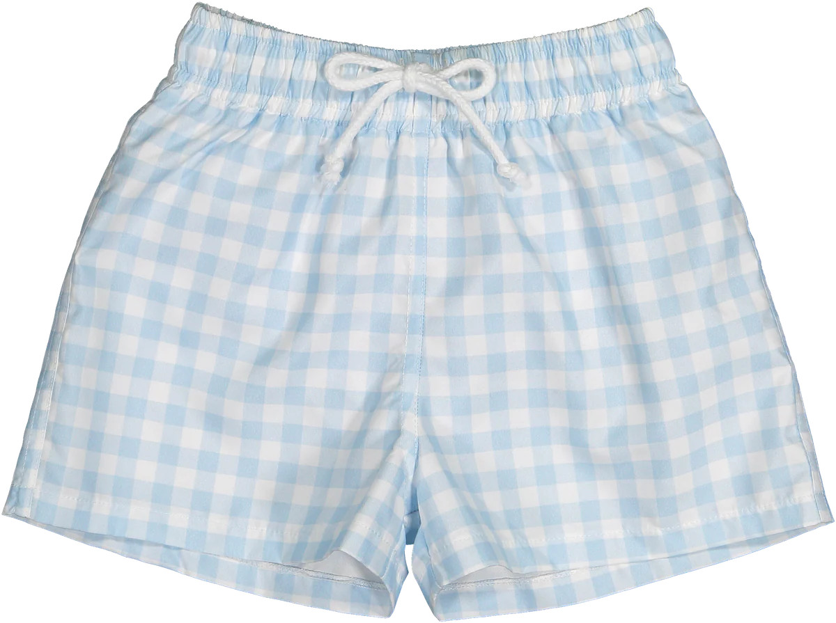 Sal & Pimenta Boys Blue Gingham Trunks | Dear James