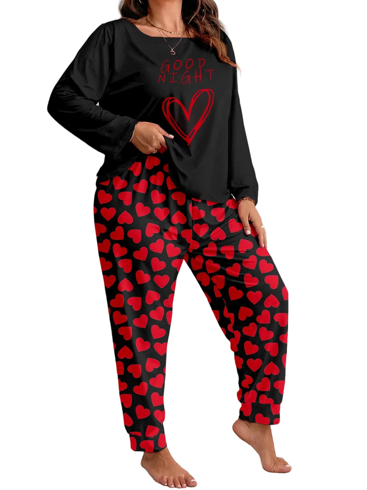 Musefolio Women Plus Size Casual Two-Piece Set - Long Sleeve Nightgown Set - Casual Clothing - Pu... | Walmart (US)