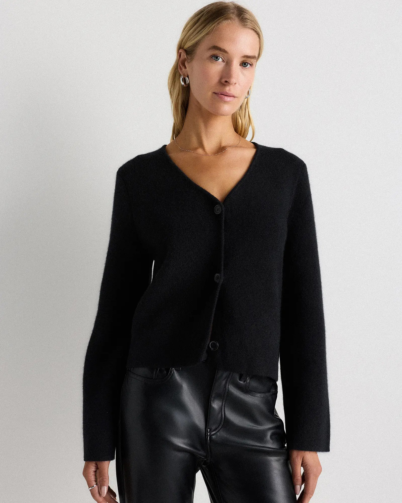 Mongolian Cashmere Structured V-Neck Cardigan | Quince