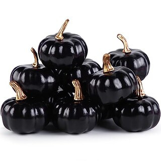 HAKACC 10PCS Artificial Pumpkins, Small Decorative Pumpkins Foam Pumpkins Black Pumpkins with Det... | Michaels Stores