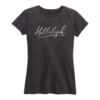 Women's Instant Message Hallelujah Short Sleeve Graphic T-Shirt - Heather Charcoal - Medium | Target