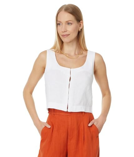Madewell Scoopneck Crop Tank in 100% Linen Eyelet White 2 | Amazon (US)