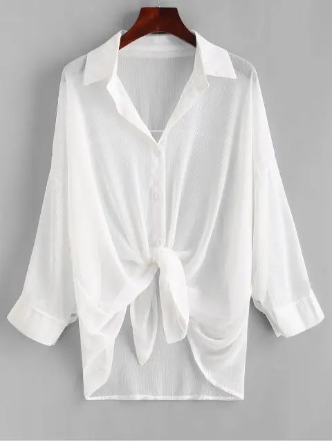 Button Up Drop Shoulder Cover Up | ZAFUL (Global)