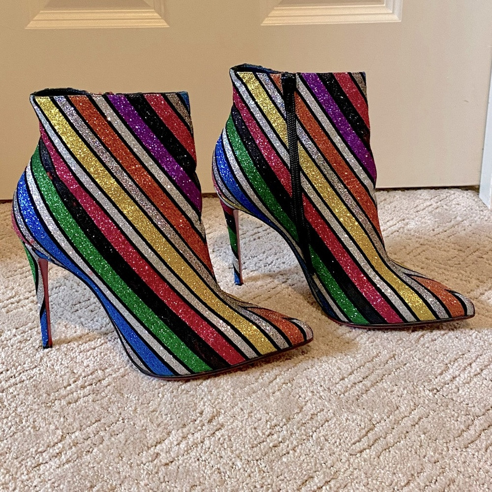 Christian Louboutin SO KATE Stripe Rainbow Booties Size 7 or 37 | Poshmark