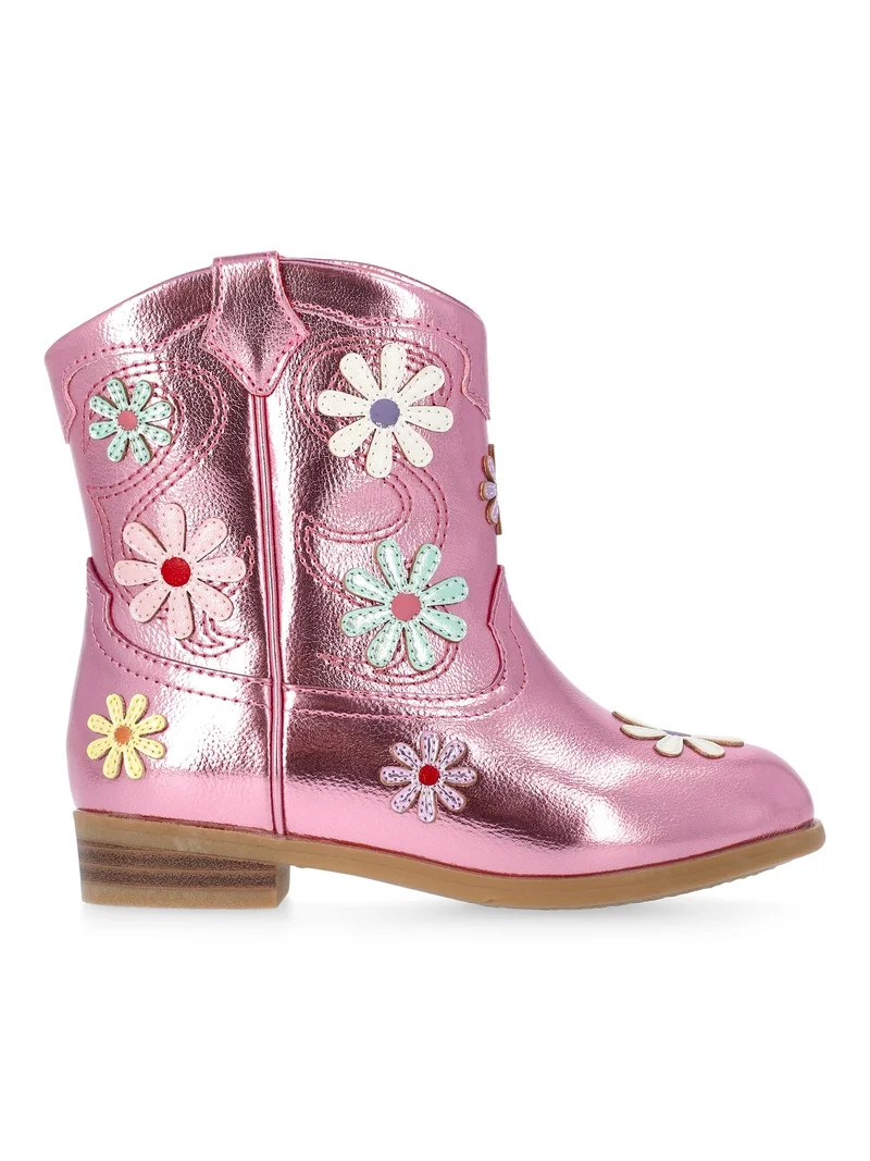 Wonder Nation Girls and Toddler Western Daisy Boots | Walmart (US)