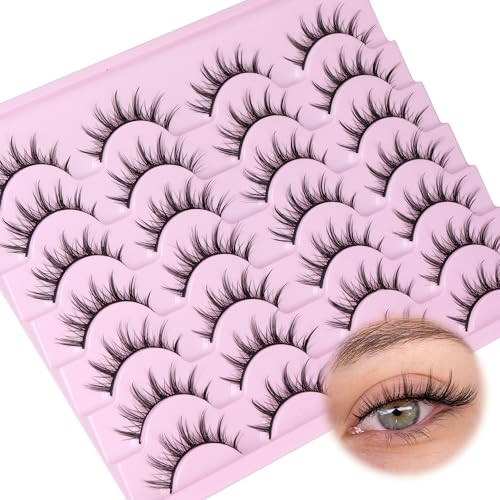 JIMIRE Manga Lashes 3D Wispy False Eyelashes Natural Look Mink Lashes Fluffy Anime Strip Lashes Look Like Lash Extension 15MM Japanese Cosplay Fake Lashes 14 Pairs Pack | Amazon (US)