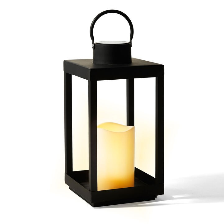 Velo Metal Lantern with Solar LED Candle, Medium | Lights.com