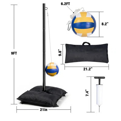 Heavy Duty Tetherball Set With Ball And Rope, Complete Tetherball Equipment With Adjustable Poles For Backyard, Beach, Indoor & Outdoor | Wayfair North America