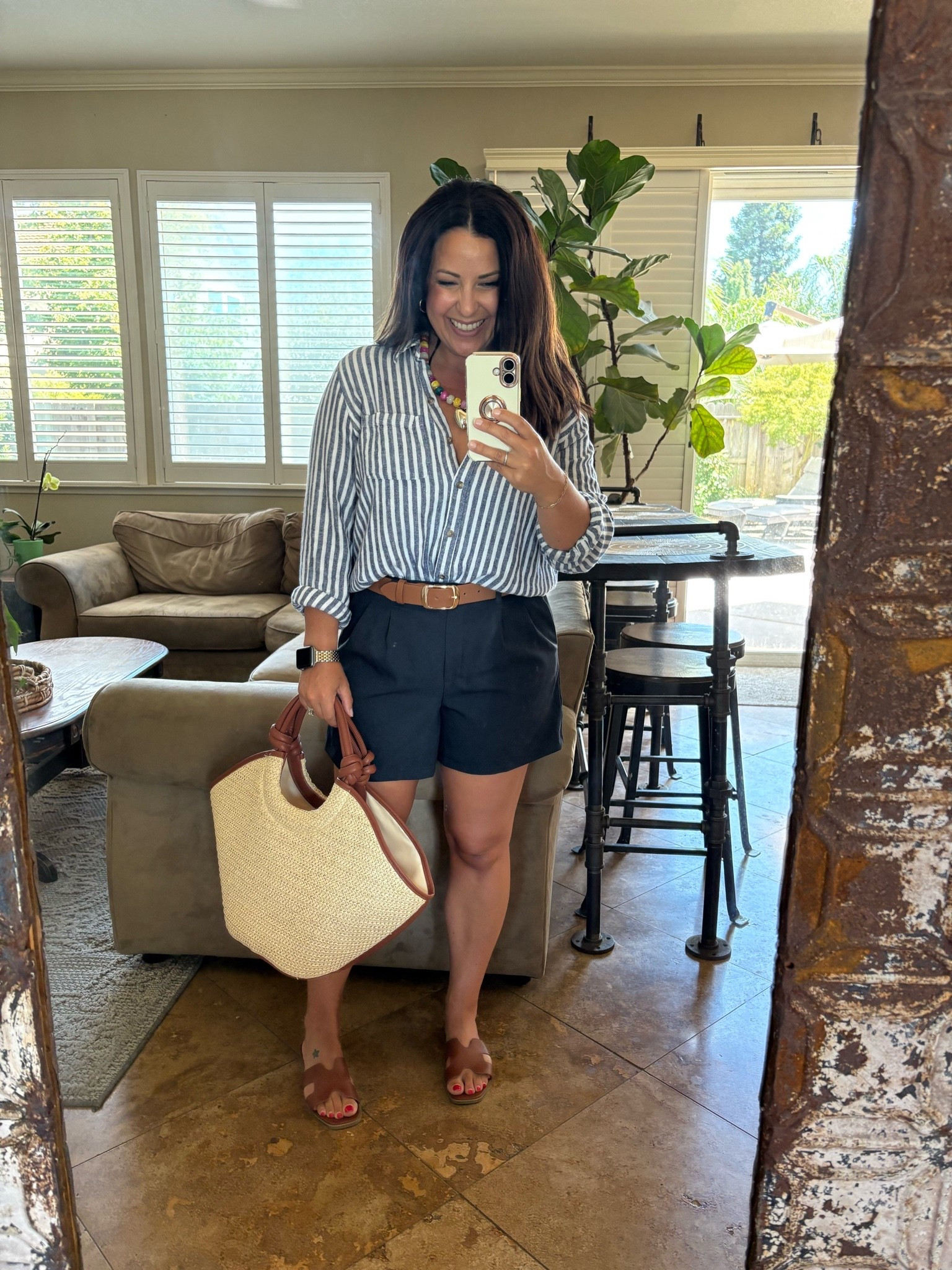 Classic summer pieces you’ll wear on repeat ☀️ Striped button-down, tailored shorts, comfy slides, and the cutest woven tote. Everything is petite-friendly and easy to mix and match.

#LTKmomlife #LTKOver40 #LTKPetite