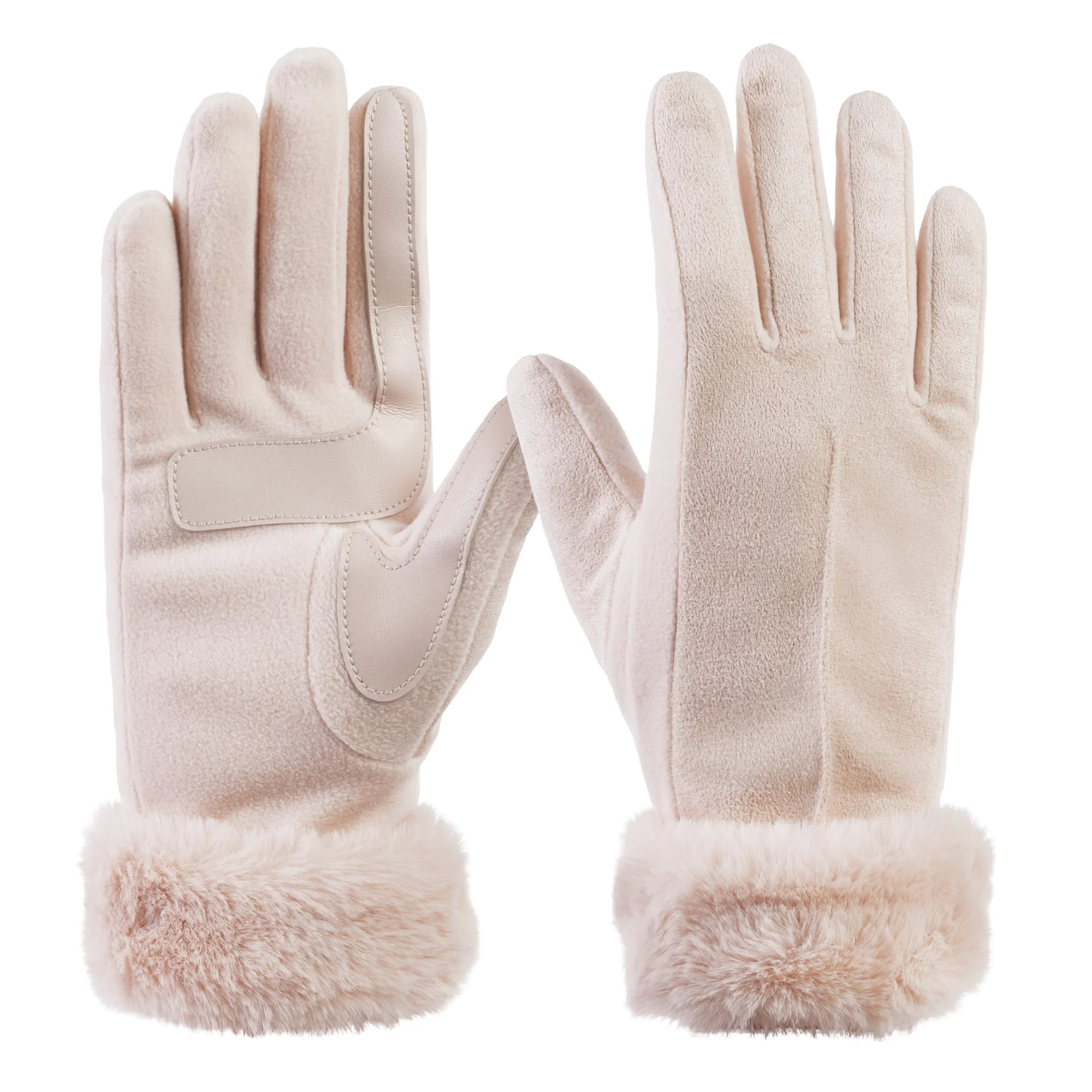 Isotoner Women's Microfiber Glove with Faux Fur Cuff in Evening Sand | Walmart (US)