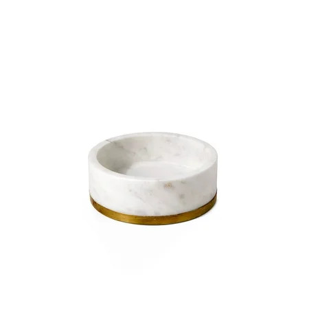 Serene Spaces Living White Marble Bowl with Brass Ring Decorative Multi-Purpose Bowl- Use as Centerp | Walmart (US)