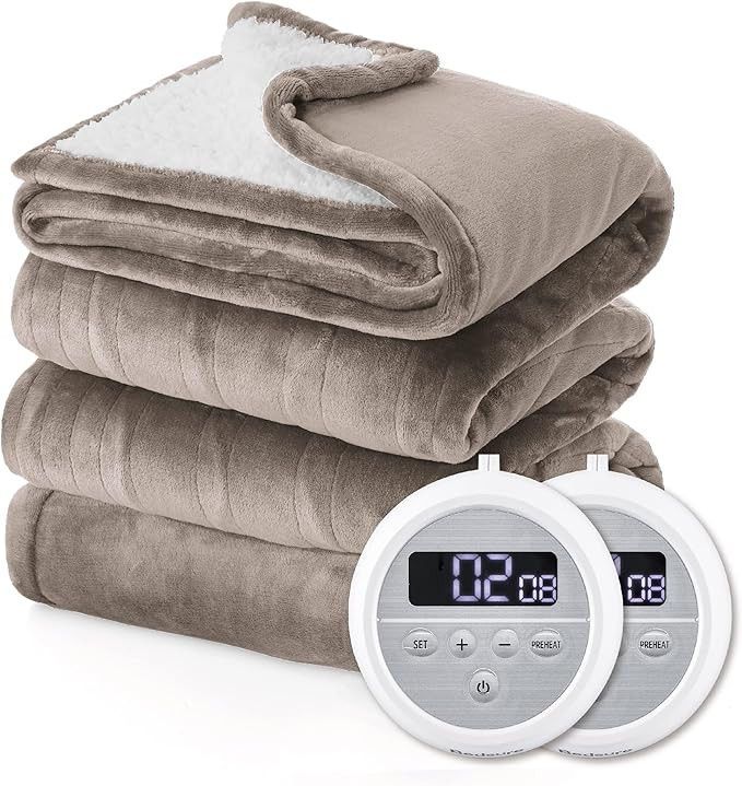 Bedsure Fleece Electric Blanket King - Heated Blanket, 10 Heat Settings Heating Blanket with 10 T... | Amazon (US)
