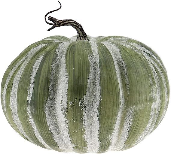 Woration 8.4 Inch Large Green Fake Halloween Pumpkins Artificial Cushaw Faux Autumn Fall Pumpkin ... | Amazon (US)