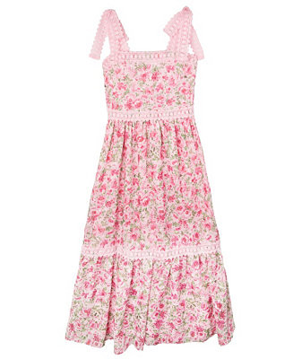 Rare Editions Big Girls Floral and Crochet Trim Maxi Dress  - Macy's | Macy's