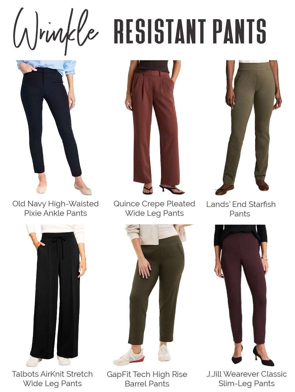 Pants are a staple for almost any packing list, but finding a pair that’s packable and will stay looking nice throughout your trip is where the challenge comes in. So we’ve rounded up the best wrinkle free women’s pants that’ll keep you comfortable and polished at all times. Everything from plane rides and sightseeing to dinners and even business meetings!

Travel Clothing, Wrinkle Free Pants, Travel Pants, Wrinkle Resistant Pants for Women, Womens Travel Pants, WrinkleFreeTravelClothing 

#LTKTravel