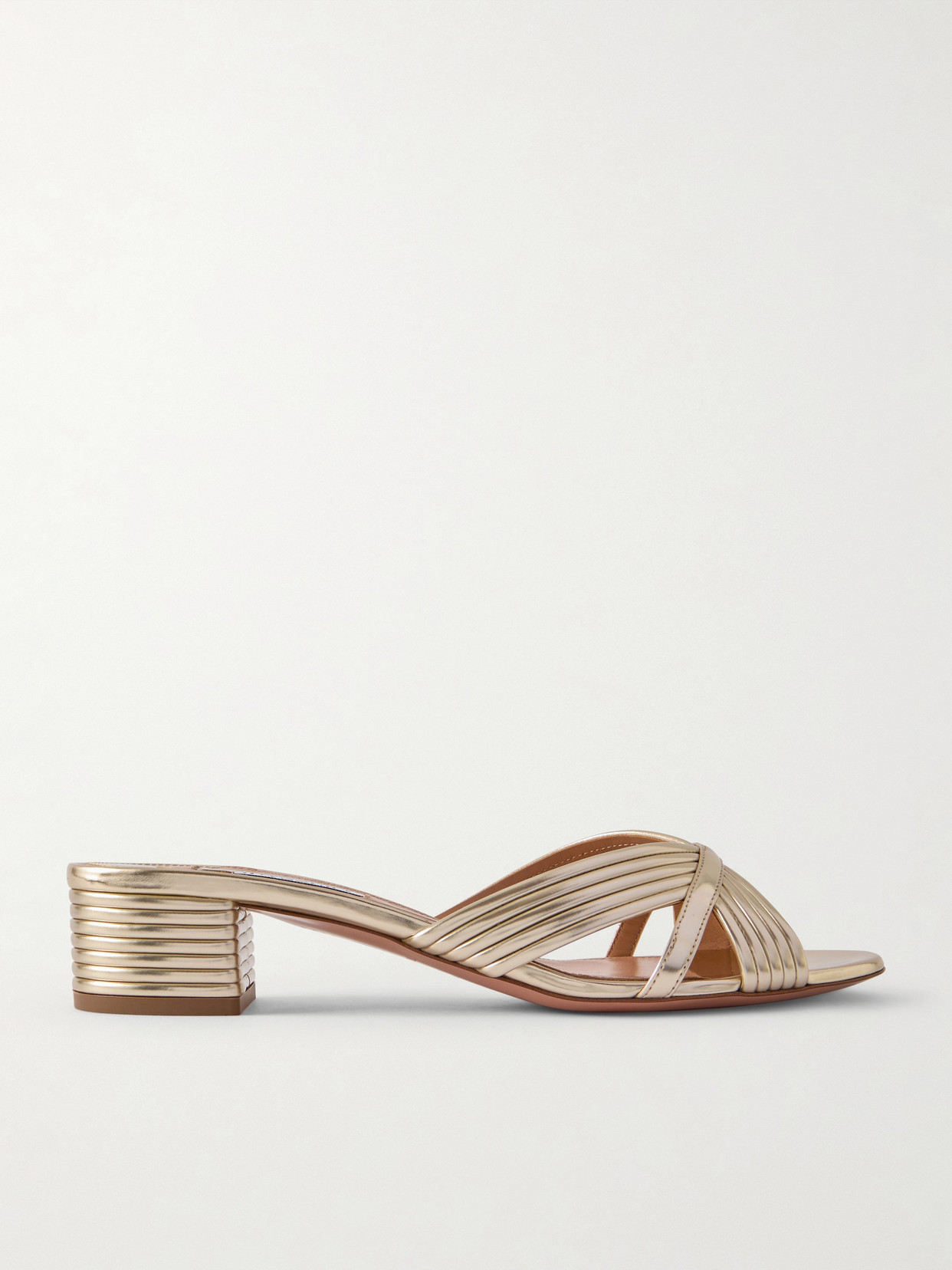 Aquazzura - Sundance 35 Metallic Leather Mules - Gold | NET-A-PORTER (US)