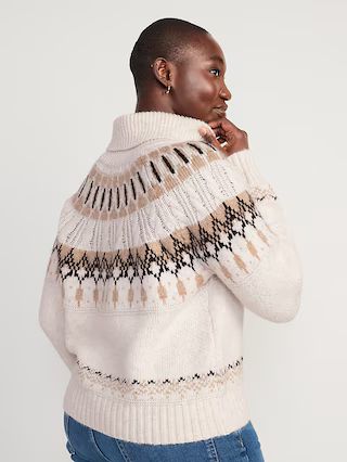 Cozy Fair Isle Cable-Knit Turtleneck Sweater for Women | Old Navy (US)