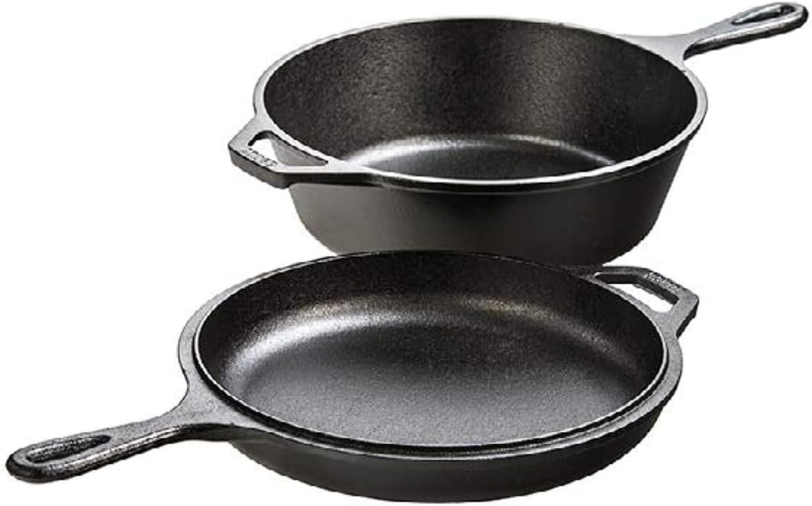 Lodge Cast Iron Combo Cooker - PFAS-Free 2-in-1 3.2 Quart Deep Pot and 10.25 Inch Skillet Set - D... | Amazon (US)