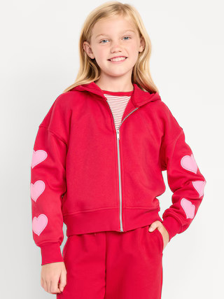 Favorite Fleece Printed Zip-Front Hoodie for Girls | Old Navy (US)
