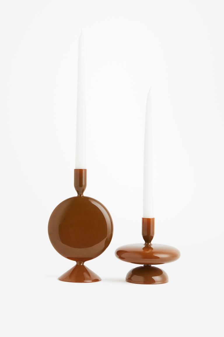 Glass Candlestick - Beige - Home All | H&M US | H&M (US + CA)