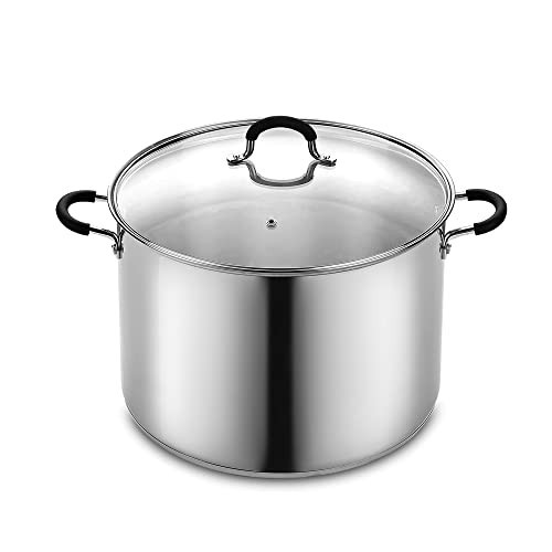 Cook N Home Stockpot Large pot Sauce Pot Induction Pot With Lid Professional Stainless Steel 24 Quart, with Stay-Cool Handles, silver | Amazon (US)