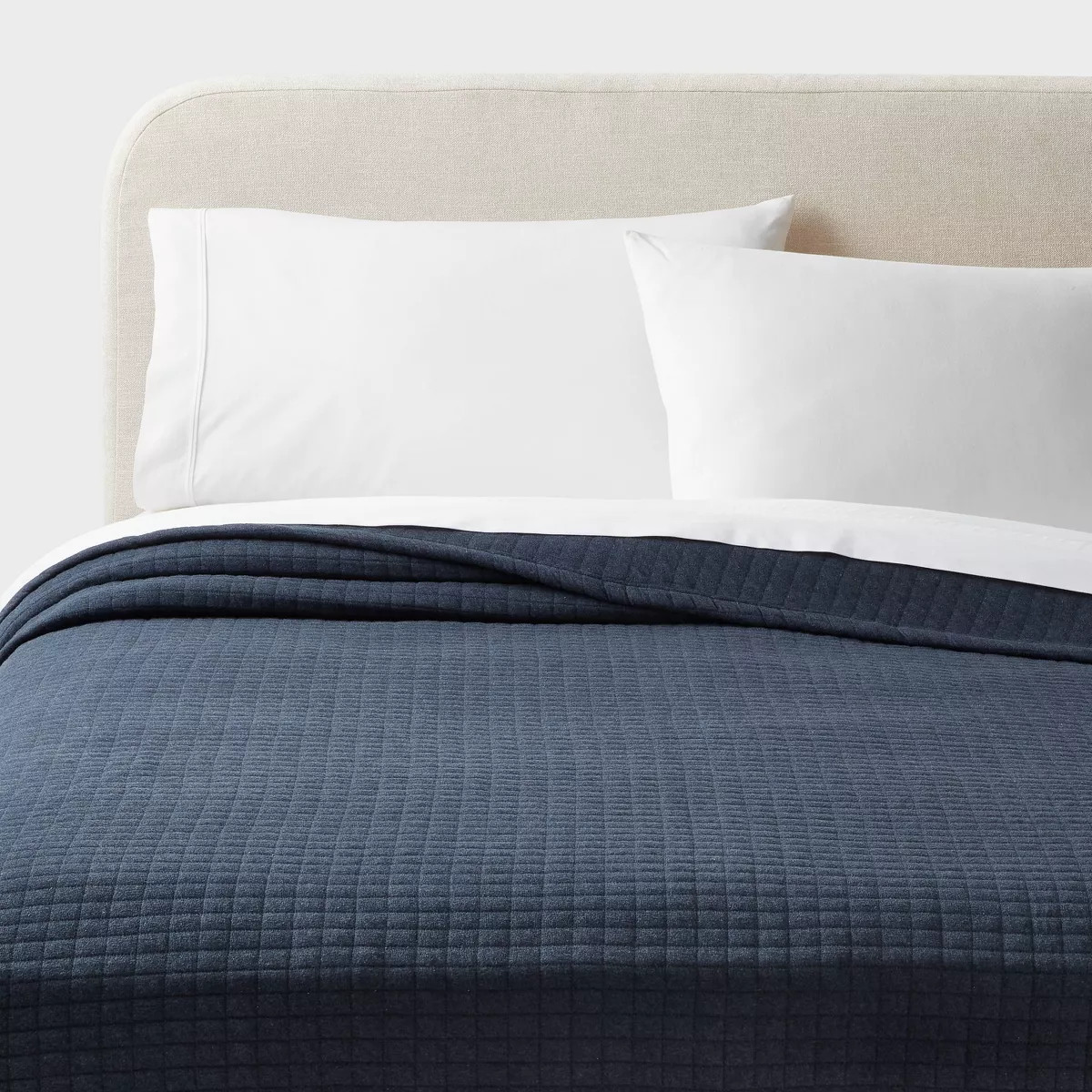 Full/Queen Jersey Quilt Dark Navy Blue - Threshold™: Knitted Coverlet, OEKO-TEX Certified | Target