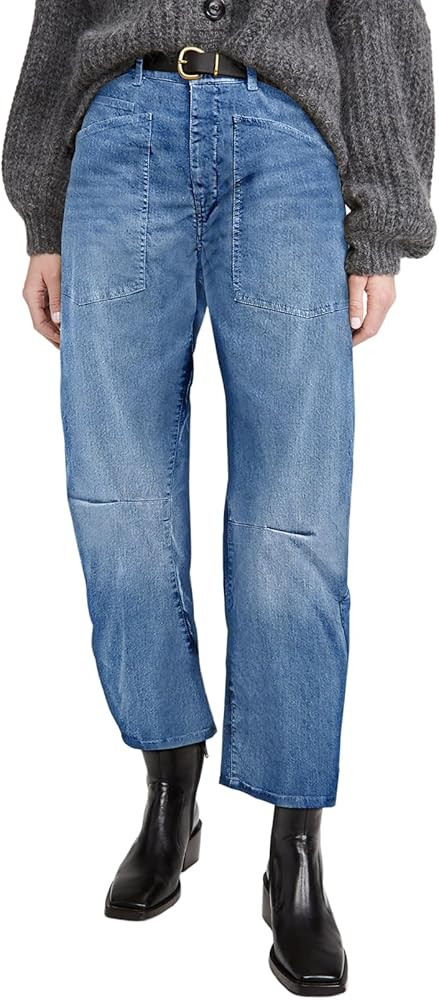 EVALESS Womens Baggy Barrel Jeans High Waisted Wide Leg Boyfriend Denim Ankle Pants | Amazon (US)