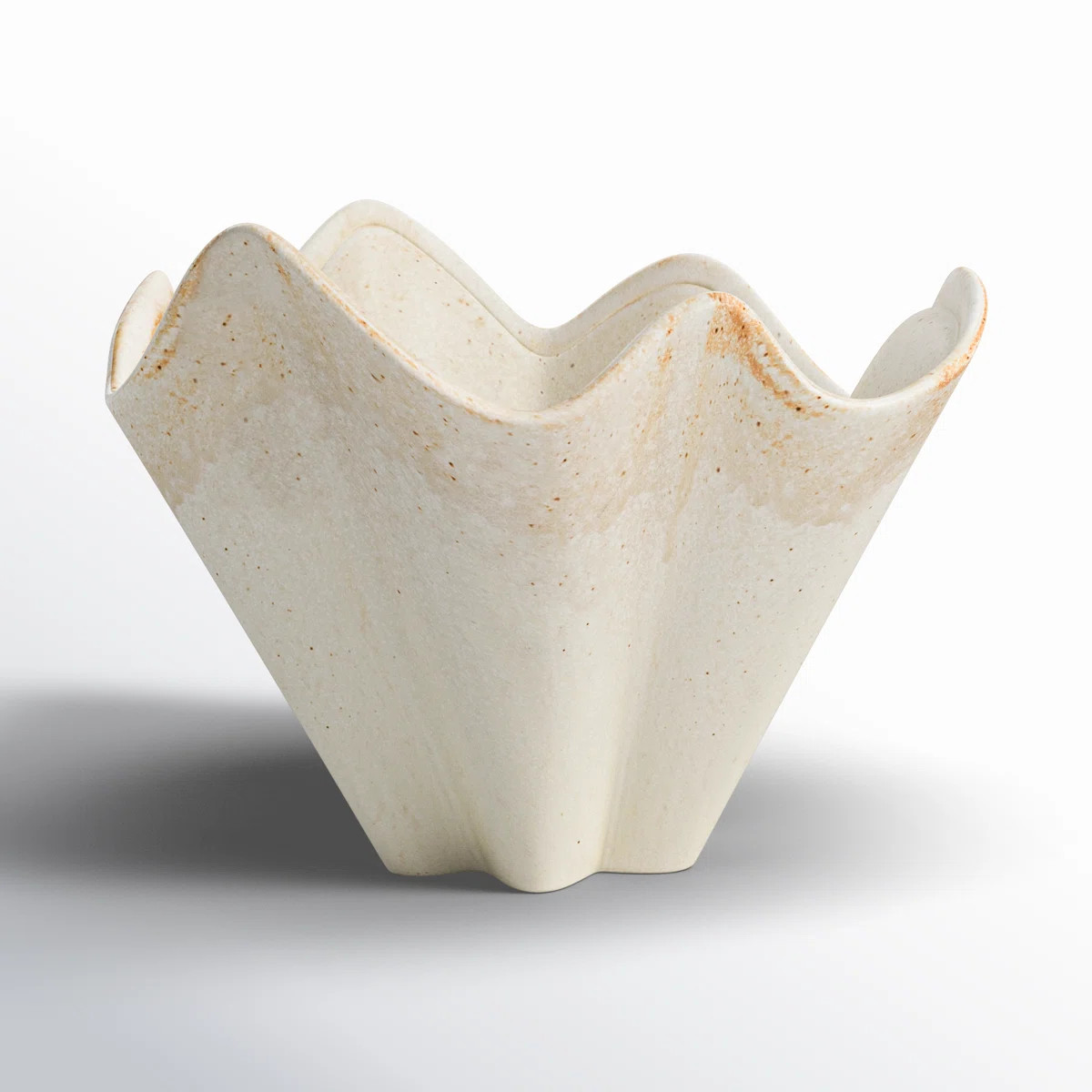 Round Stoneware Ruffled Bowl with Reactive Glaze | Wayfair North America