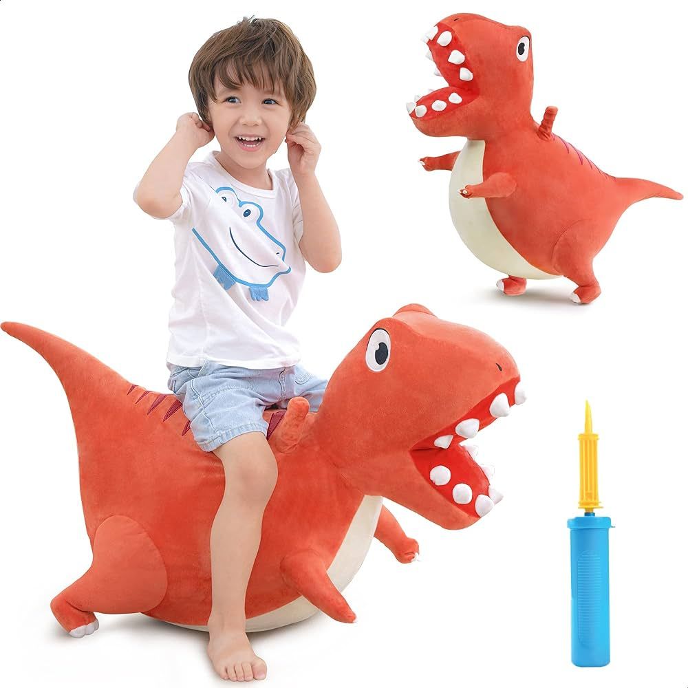 iPlay, iLearn Bouncy Pals Kids Dinosaur Hopper Ball, Inflatable Bouncing Animal Hopping Toys, Lar... | Amazon (US)