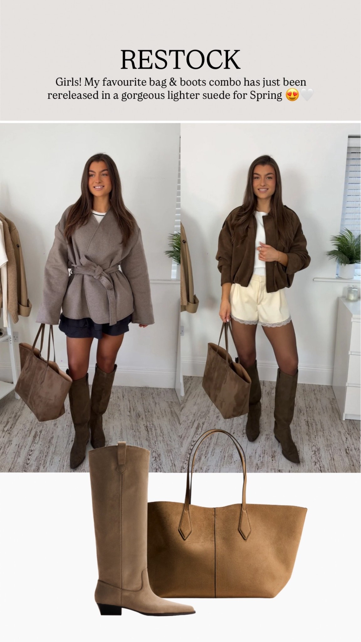 Restock of my H&M suede bag & boots in a gorgeous lighter suede for spring 🌷🤍

#LTKeurope #LTKstyletip #LTKspring