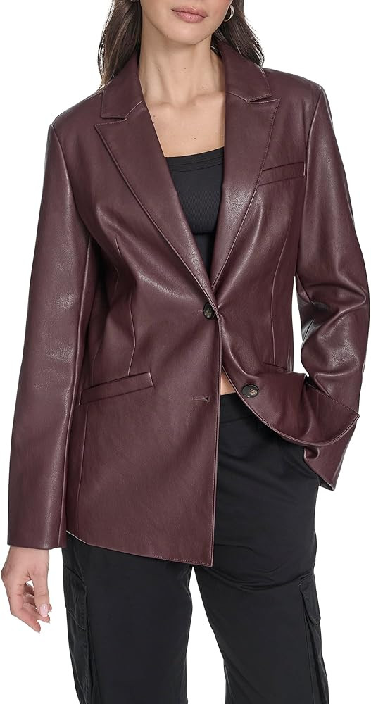 Levi's Womens Faux Leather Single Breasted Blazer | Amazon (US)
