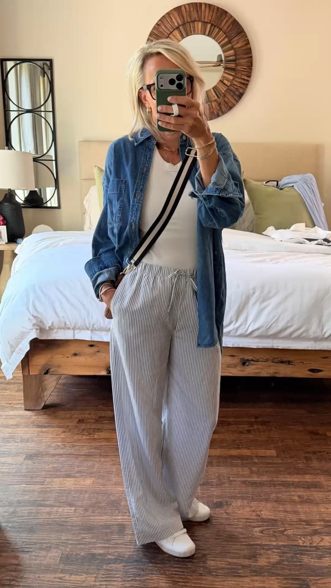 Starting to think about fall…but I’m definitely not ready to give up summer yet. This is one of my favorite ways to transition: keep the lightweight linen pants and tank, then add a denim shirt and sneakers. Easy, comfortable, and just a little more fall-ready.

💡 LTK MADE EASY
❤️ Heart = Support my posts!
🔖 Save = Get sale & restock alerts
📋 Lists = Keep favorites organized
📲 Share = Send lists and products to a friend. Hello, Christmas List!
💬 Comment = Ask me anything about what I’m wearing.:-)

#LTKootd #LTKSeasonal #LTKOver40