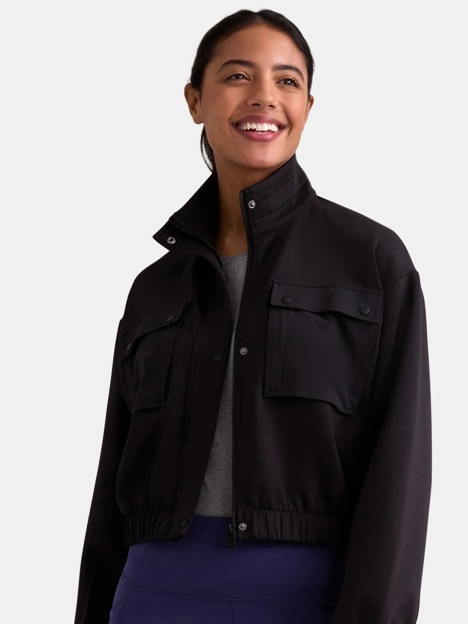 Avia Women's Knit Cargo Cropped Jacket, Size XS-XXXL | Walmart (US)