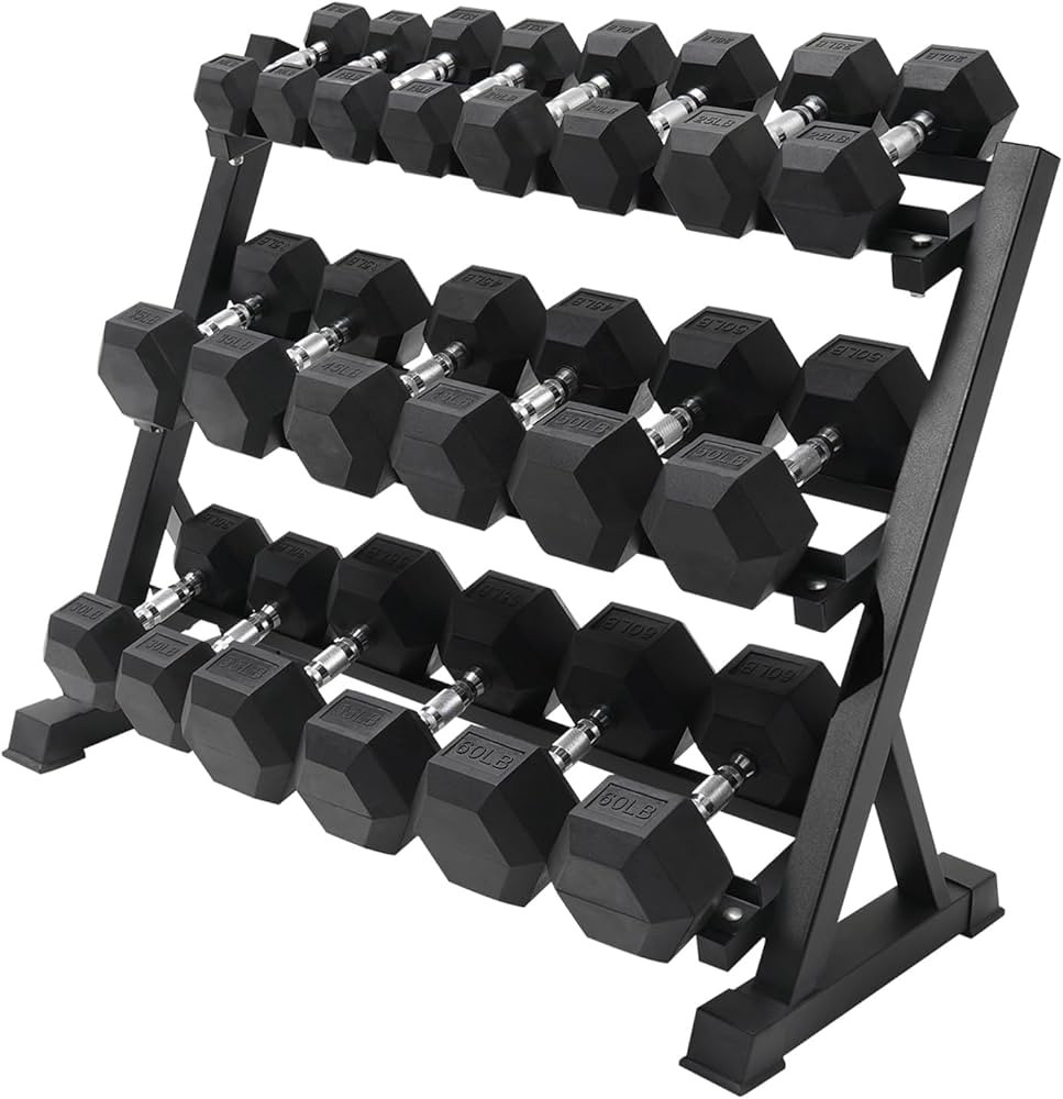 RITFIT 650/550/450/350/300/310/260/210/200/180/150/100 LB Rubber Hex Dumbbells Set with Optional ... | Amazon (US)