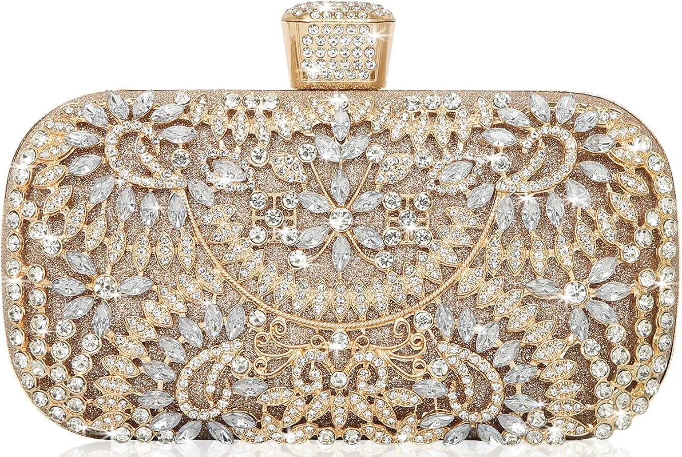 Covelin Women's Rhinestone Decorated Evening Bag, Tote Shoulder Crossbody Handbag with Chain | Amazon (US)
