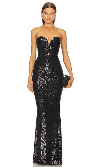 Lumiere Gown | Black Sequin Gown | Long Black Sequin Maxi Dress Outfit Ideas | Outfit Inspo | Revolve Clothing (Global)