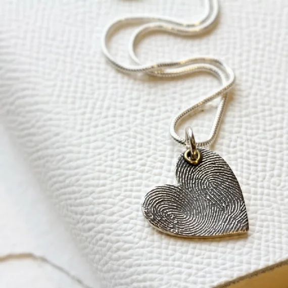 Inked Fingerprint Heart Necklace - Heart Jewelry - Lovers Gift - Best Friend - Keepsake Pendant - Fi | Etsy (US)