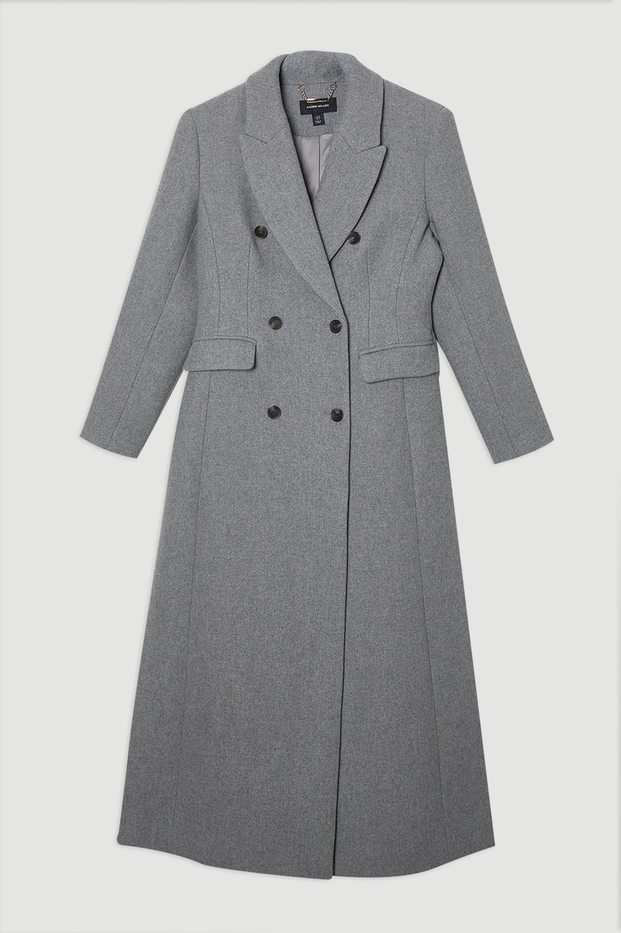 Wool Double Breasted Tailored Maxi Coat | Karen Millen UK + IE + DE + NL