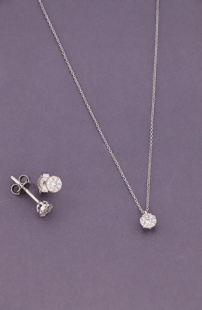 Bony Levy Mika Diamond Pendant Necklace & Stud Earrings Set | Nordstrom | Nordstrom