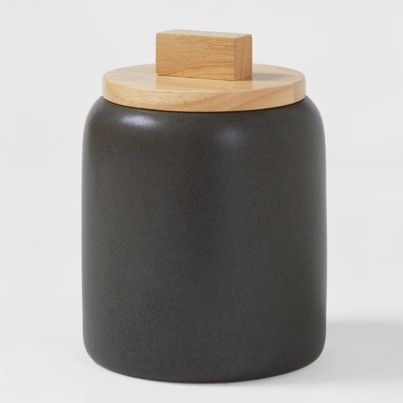 32oz Stoneware Tilley Food Storage Canister with Wood Lid Black - Project 62™ | Target