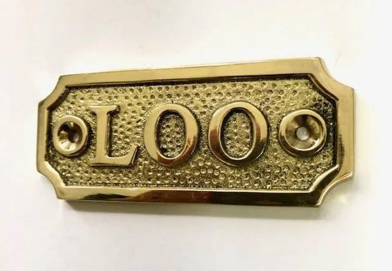 Solid Brass "loo" Door Sign in a Choice of Three Finishes Polished Brass, Silver Nickel or Antiqu... | Etsy (Global)