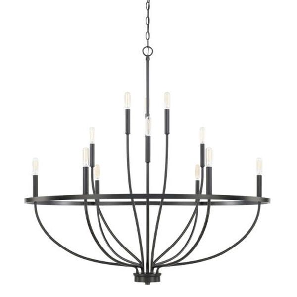 HomePlace Greyson Matte Black 40-Inch 12-Light Chandelier | Bellacor