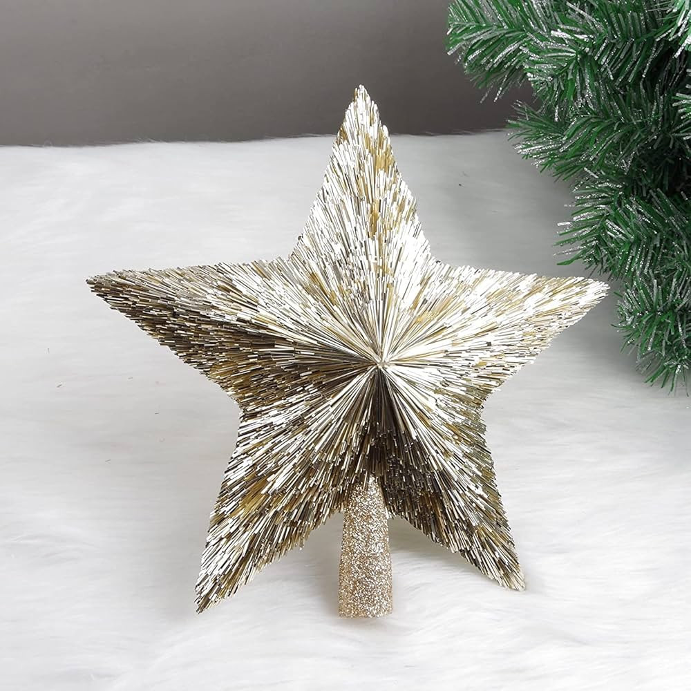 Elegant Christmas Star Tree Topper - Unique Champagne Gold Stars - Shatterproof Handmade Tree Top... | Amazon (US)