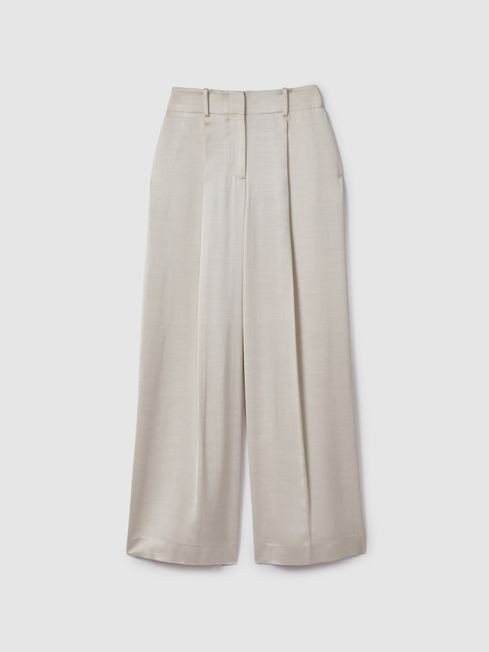 Satin Wide Leg Trousers | Reiss UK