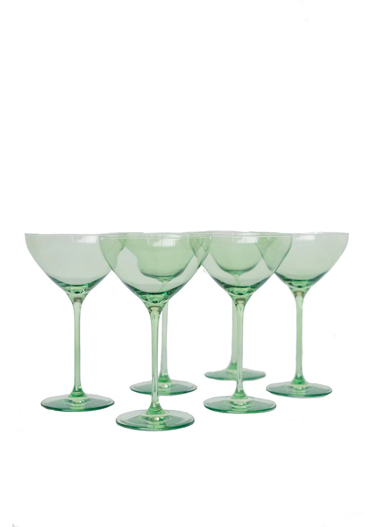 Estelle Colored Martini Glass in Mint Green, Set of 6 | Over The Moon