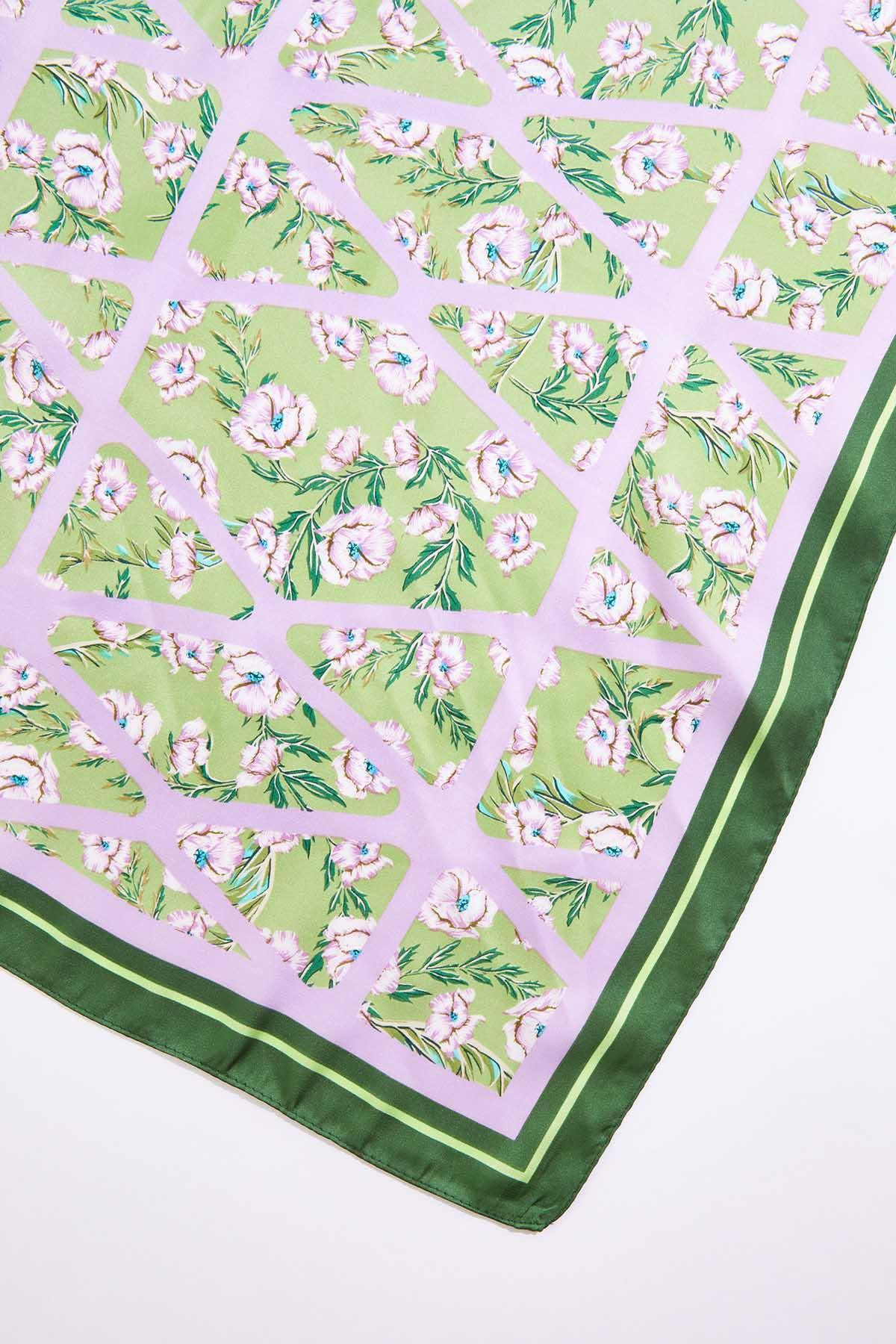 Floral Geo Satin Square Scarf | Cato Fashions